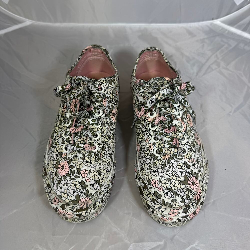 Vans Floral Sneakers Womens 6 Pink Green Lace Up Low Top Shoes